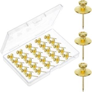 imageMr Pen Double Headed Picture Hanging Nails 100 pcs Double Headed Nails with Storage Box Black Thumb Tacks for Wall Black Push Pins for Wall Pins for HangingGold