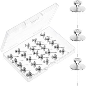 imageMr Pen Double Headed Picture Hanging Nails 100 pcs Double Headed Nails with Storage Box Black Thumb Tacks for Wall Black Push Pins for Wall Pins for HangingSilver