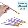 imageMr Pen Artist Paint Brushes for Acrylic Painting 10 pcs Soft Gray Ergonomic Wooden Handle Synthetic Bristles in Different Sizes ampamp Shapes Watercolor BrushesSoft Purple