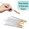 imageMr Pen Artist Paint Brushes for Acrylic Painting 10 pcs Soft Gray Ergonomic Wooden Handle Synthetic Bristles in Different Sizes ampamp Shapes Watercolor BrushesSoft Gray