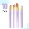 imageMr Pen Artist Paint Brushes for Acrylic Painting 10 pcs Soft Gray Ergonomic Wooden Handle Synthetic Bristles in Different Sizes ampamp Shapes Watercolor BrushesSoft Purple