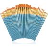 imageMr Pen Artist Paint Brushes for Acrylic Painting 10 pcs Soft Ochre Ergonomic Wooden Handle Synthetic Bristles in Different Sizes ampamp Shapes Watercolor BrushesBlue