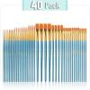 imageMr Pen Artist Paint Brushes for Acrylic Painting 10 pcs Soft Ochre Ergonomic Wooden Handle Synthetic Bristles in Different Sizes ampamp Shapes Watercolor BrushesBlue