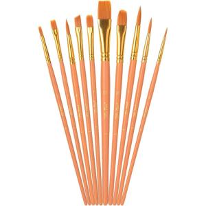imageMr Pen Artist Paint Brushes for Acrylic Painting 10 pcs Soft Ochre Ergonomic Wooden Handle Synthetic Bristles in Different Sizes ampamp Shapes Watercolor BrushesSoft Ochre