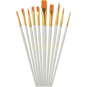 imageMr Pen Artist Paint Brushes for Acrylic Painting 10 pcs Soft Ochre Ergonomic Wooden Handle Synthetic Bristles in Different Sizes ampamp Shapes Watercolor BrushesSoft Gray