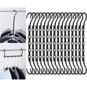 imageMr Pen Space Saving Hangers for Clothes 16 pcs Black Plastic Multi Clothes Hangers Space Saving 5 Slots 360 Rotating Hooks
