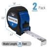 imageMr Pen Retractable Tape Measure 25 ft 2 Pack Sky Blue Steel Retractable Measuring Tape with FractionsDark Blue