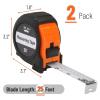 imageMr Pen Retractable Tape Measure 25 ft 2 Pack Sky Blue Steel Retractable Measuring Tape with FractionsOrangeBlack