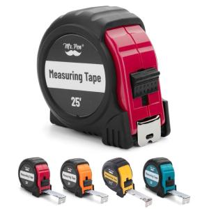 imageMr Pen Retractable Tape Measure 25 ft 2 Pack Sky Blue Steel Retractable Measuring Tape with FractionsRedBlack