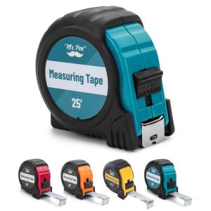 imageMr Pen Retractable Tape Measure 25 ft 2 Pack Sky Blue Steel Retractable Measuring Tape with FractionsTealBlack