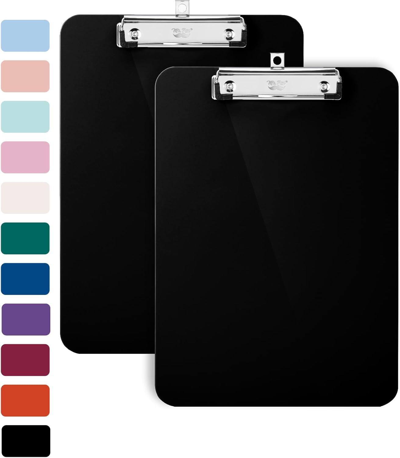 imageMr Pen Plastic Clipboard 125quot x 9quot 2 Pack Hot Pink Clipboard Plastic LowProfile Metal Clip with Retractable Hanging HoleBlack