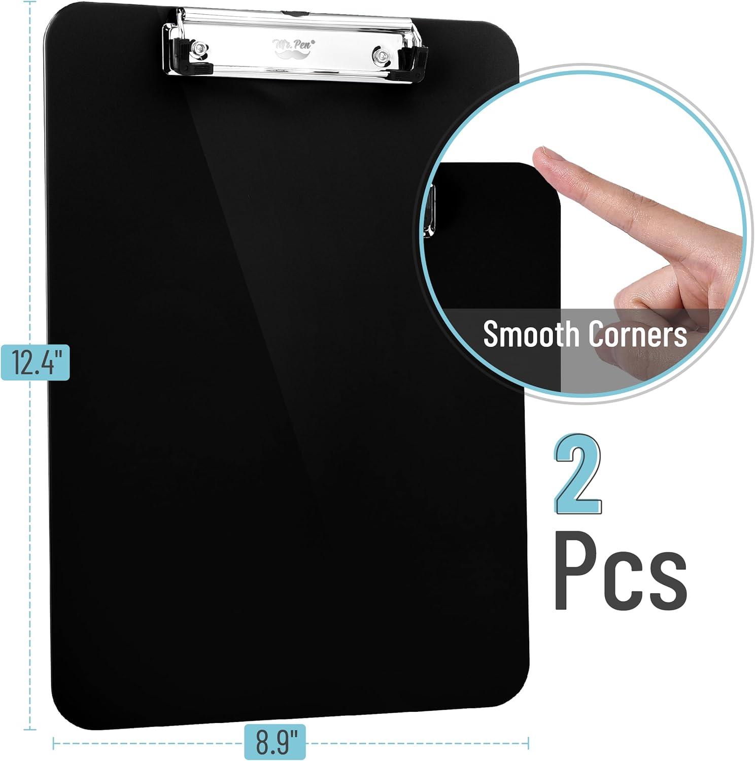 imageMr Pen Plastic Clipboard 125quot x 9quot 2 Pack Hot Pink Clipboard Plastic LowProfile Metal Clip with Retractable Hanging HoleBlack