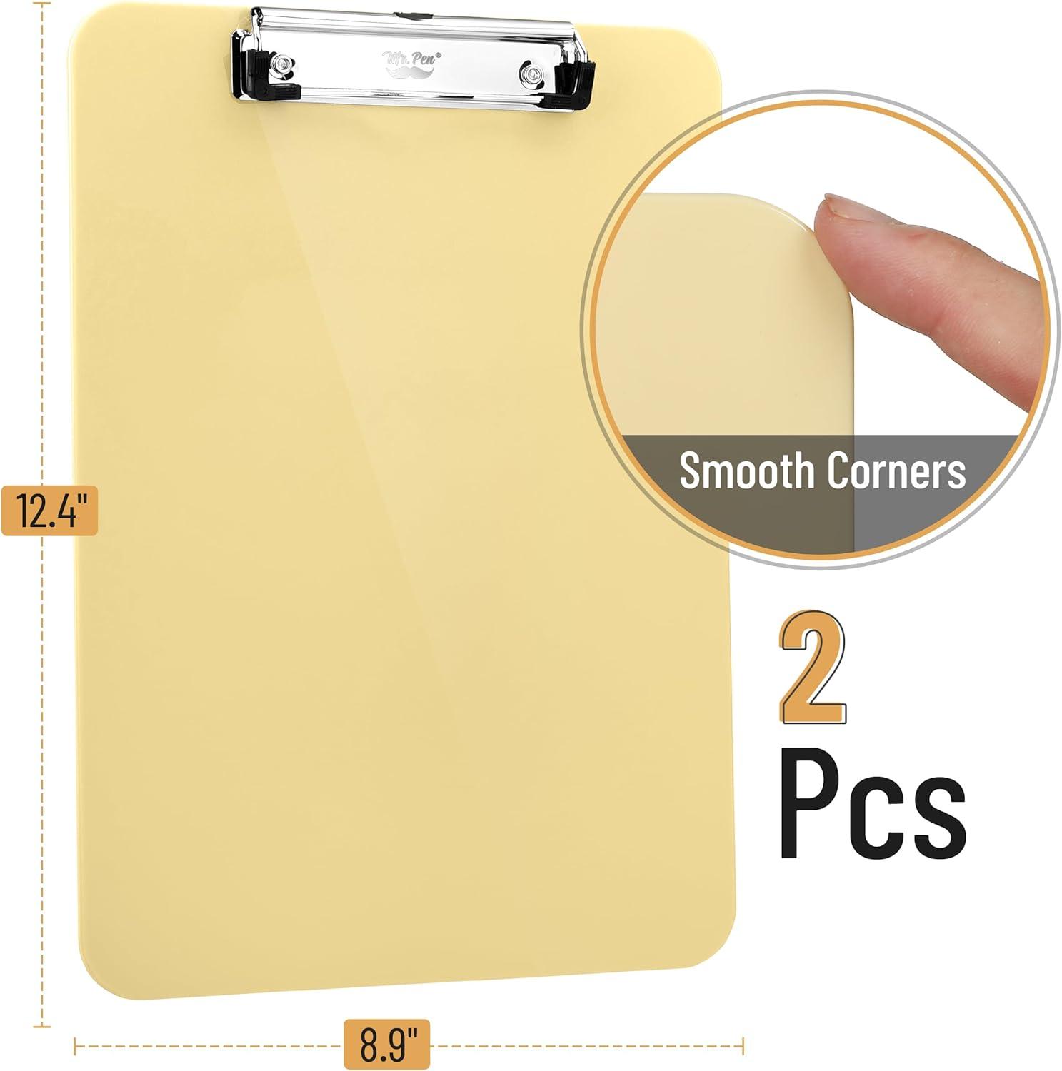 imageMr Pen Plastic Clipboard 125quot x 9quot 2 Pack Hot Pink Clipboard Plastic LowProfile Metal Clip with Retractable Hanging HoleButter Cream