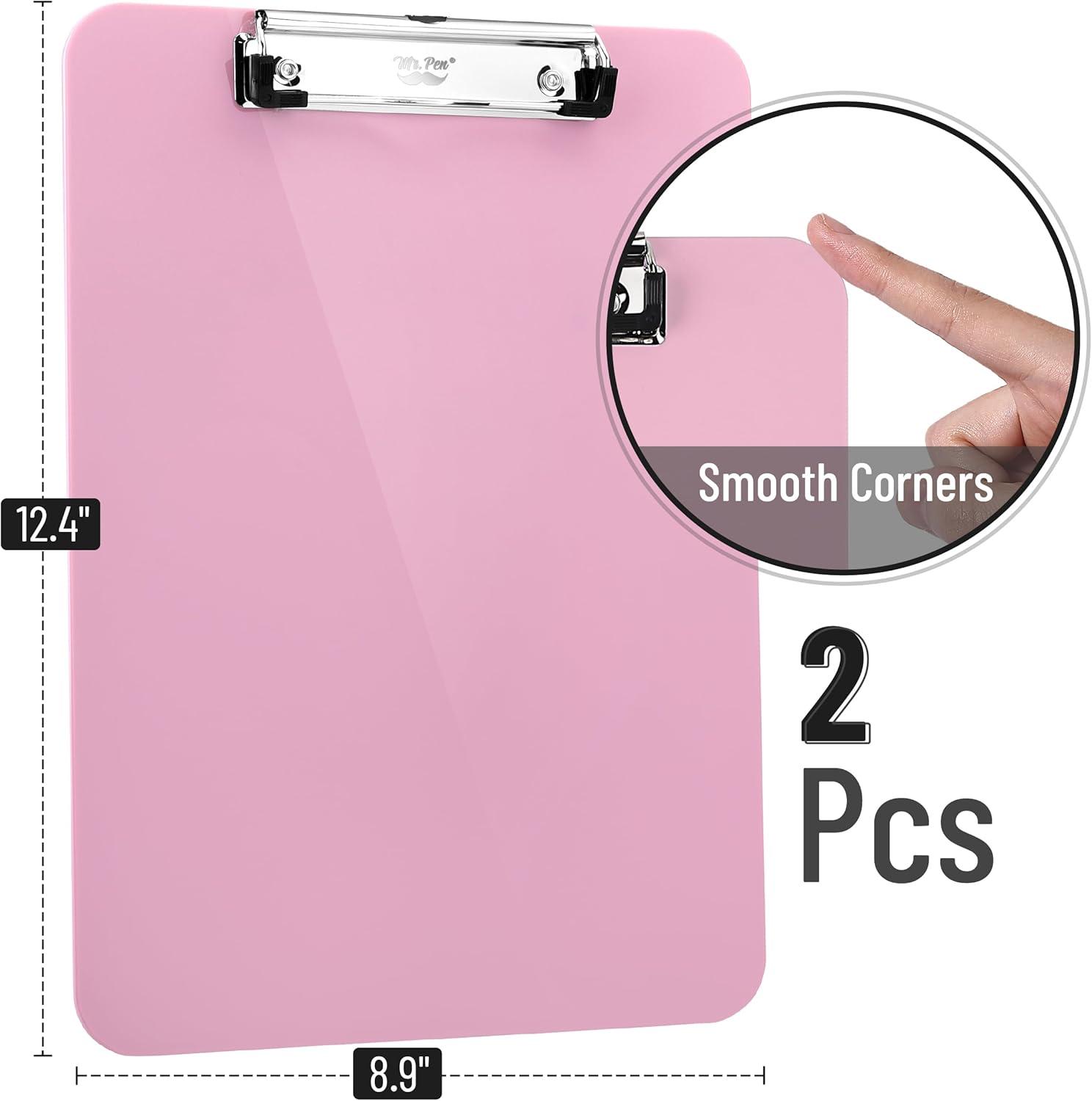 imageMr Pen Plastic Clipboard 125quot x 9quot 2 Pack Hot Pink Clipboard Plastic LowProfile Metal Clip with Retractable Hanging HoleCareys Pink