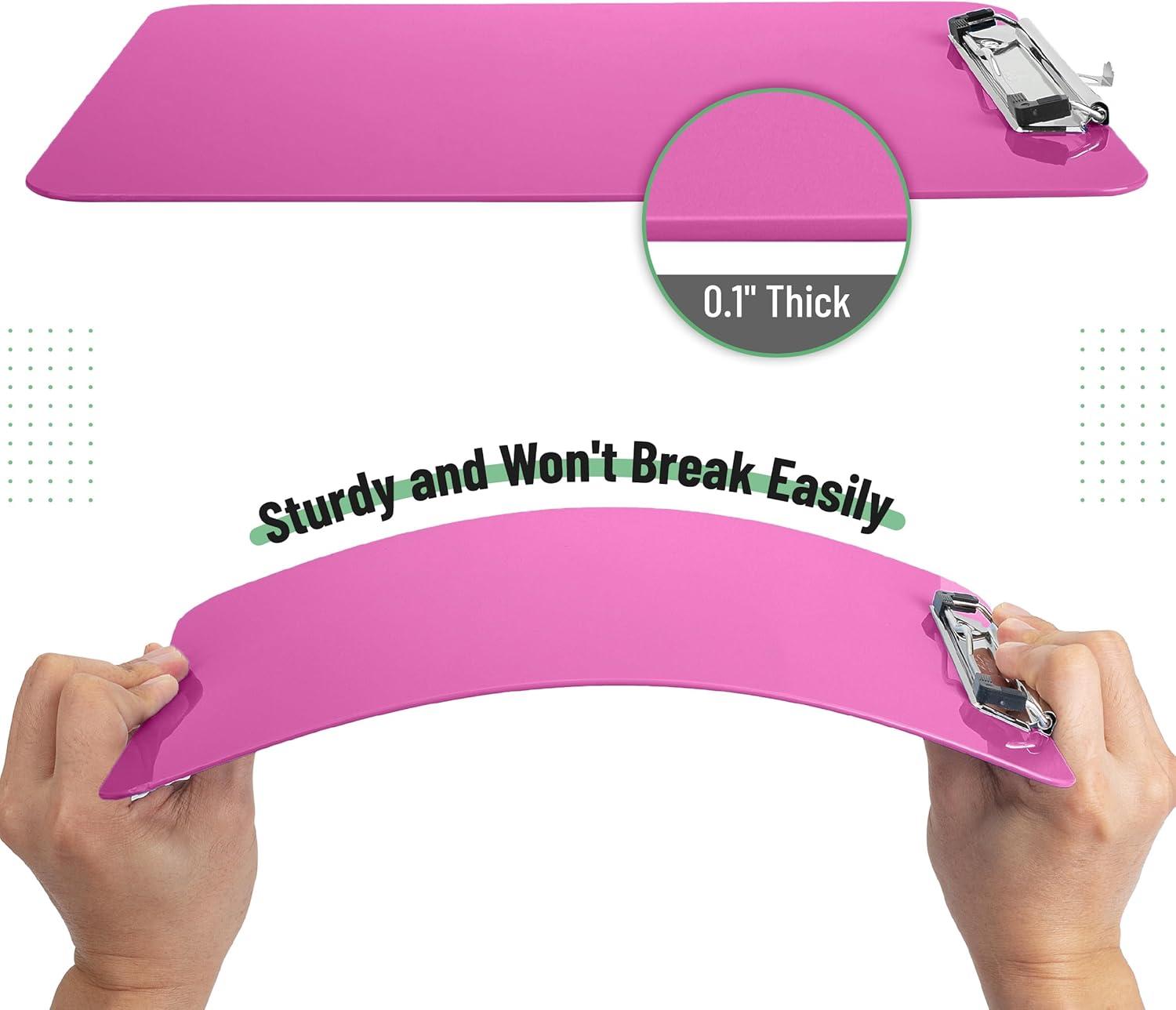 imageMr Pen Plastic Clipboard 125quot x 9quot 2 Pack Hot Pink Clipboard Plastic LowProfile Metal Clip with Retractable Hanging HoleHot Pink