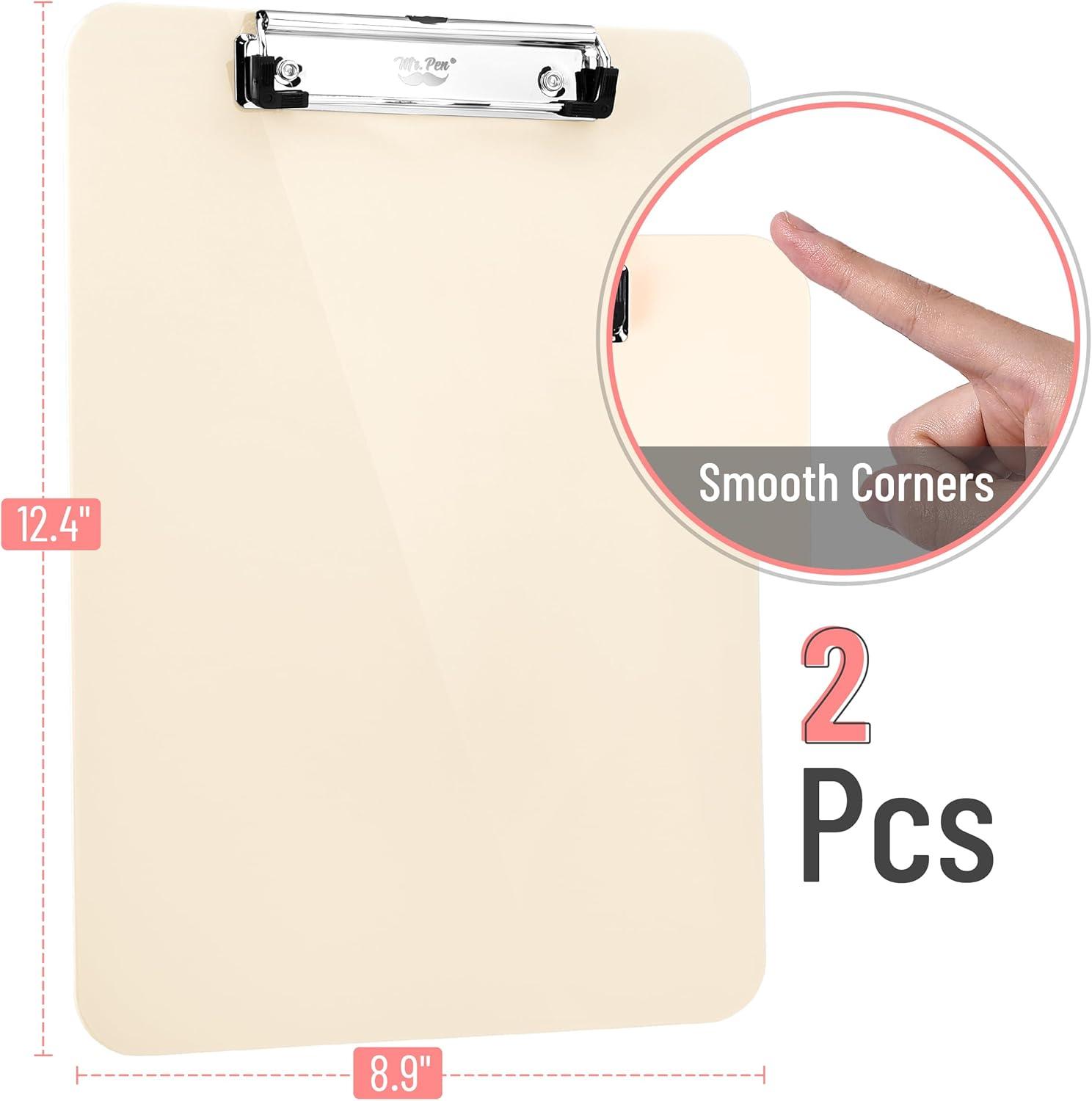 imageMr Pen Plastic Clipboard 125quot x 9quot 2 Pack Hot Pink Clipboard Plastic LowProfile Metal Clip with Retractable Hanging HoleIvory