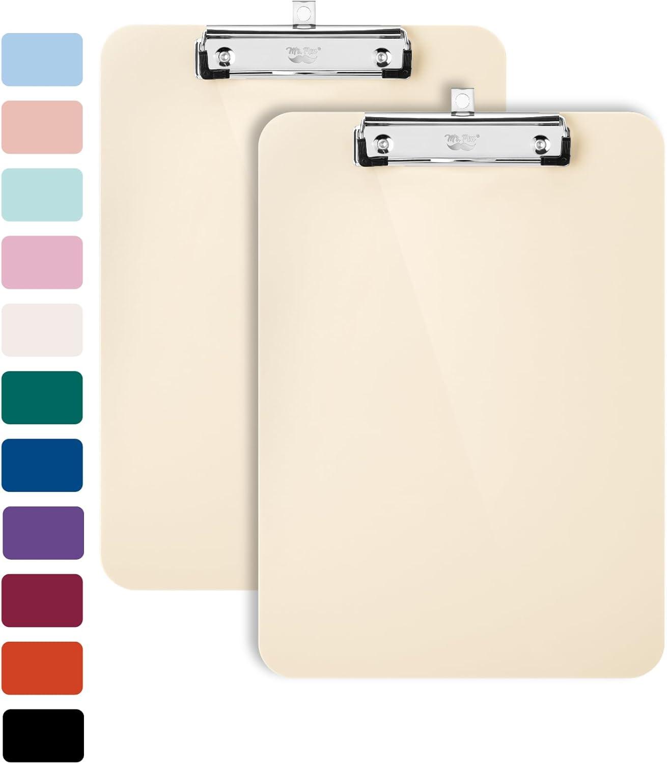 imageMr Pen Plastic Clipboard 125quot x 9quot 2 Pack Hot Pink Clipboard Plastic LowProfile Metal Clip with Retractable Hanging HoleIvory