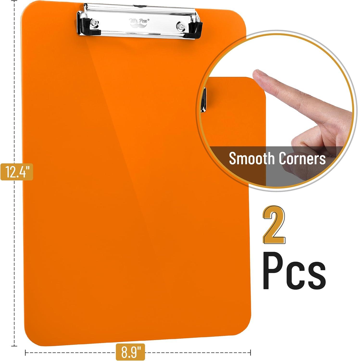 imageMr Pen Plastic Clipboard 125quot x 9quot 2 Pack Hot Pink Clipboard Plastic LowProfile Metal Clip with Retractable Hanging HoleOrange