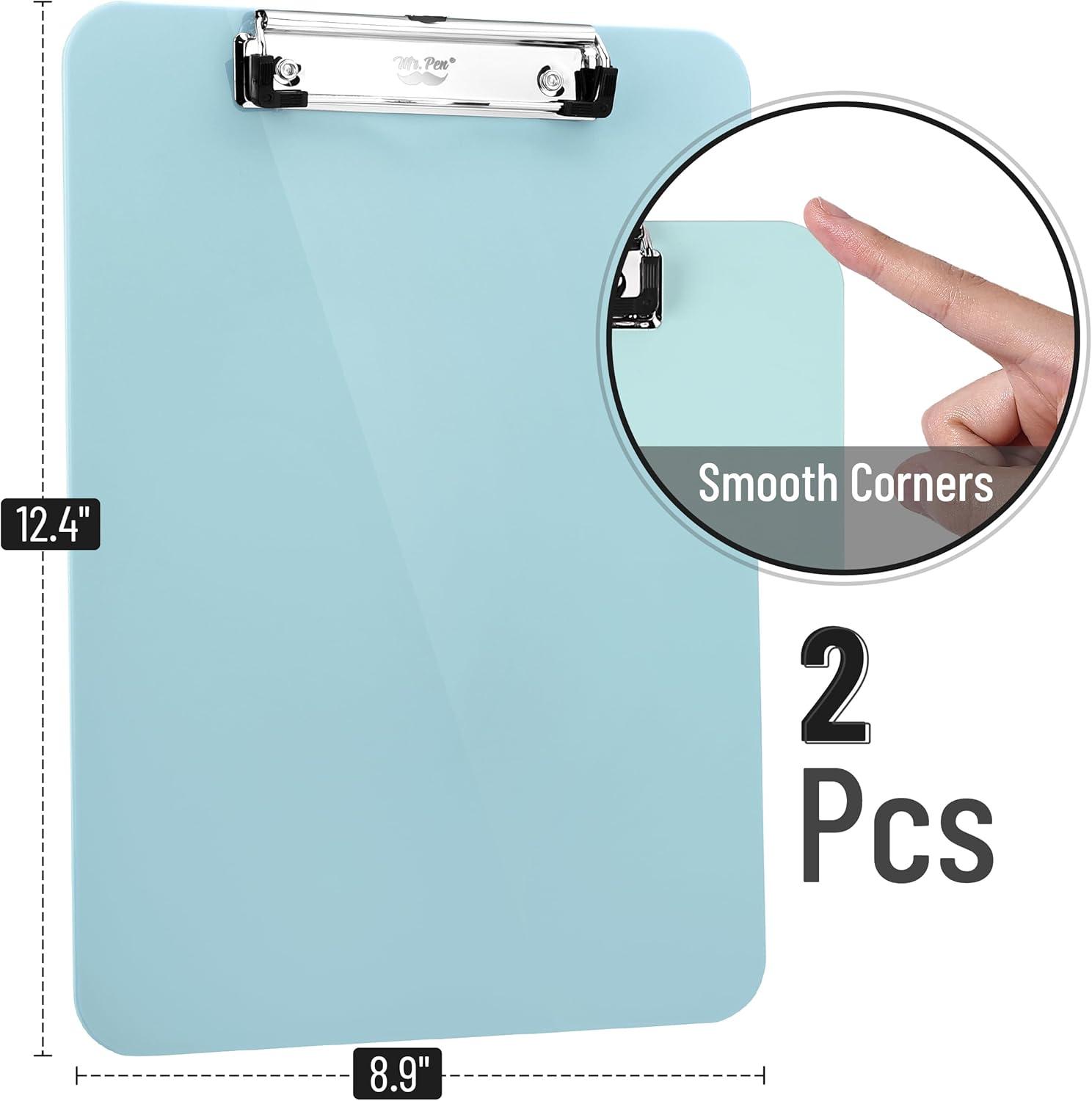 imageMr Pen Plastic Clipboard 125quot x 9quot 2 Pack Hot Pink Clipboard Plastic LowProfile Metal Clip with Retractable Hanging HolePastel Green