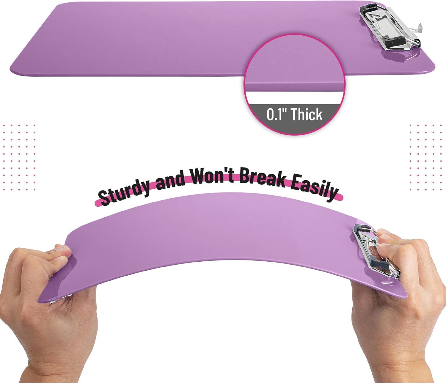 imageMr Pen Plastic Clipboard 125quot x 9quot 2 Pack Hot Pink Clipboard Plastic LowProfile Metal Clip with Retractable Hanging HolePastel Purple
