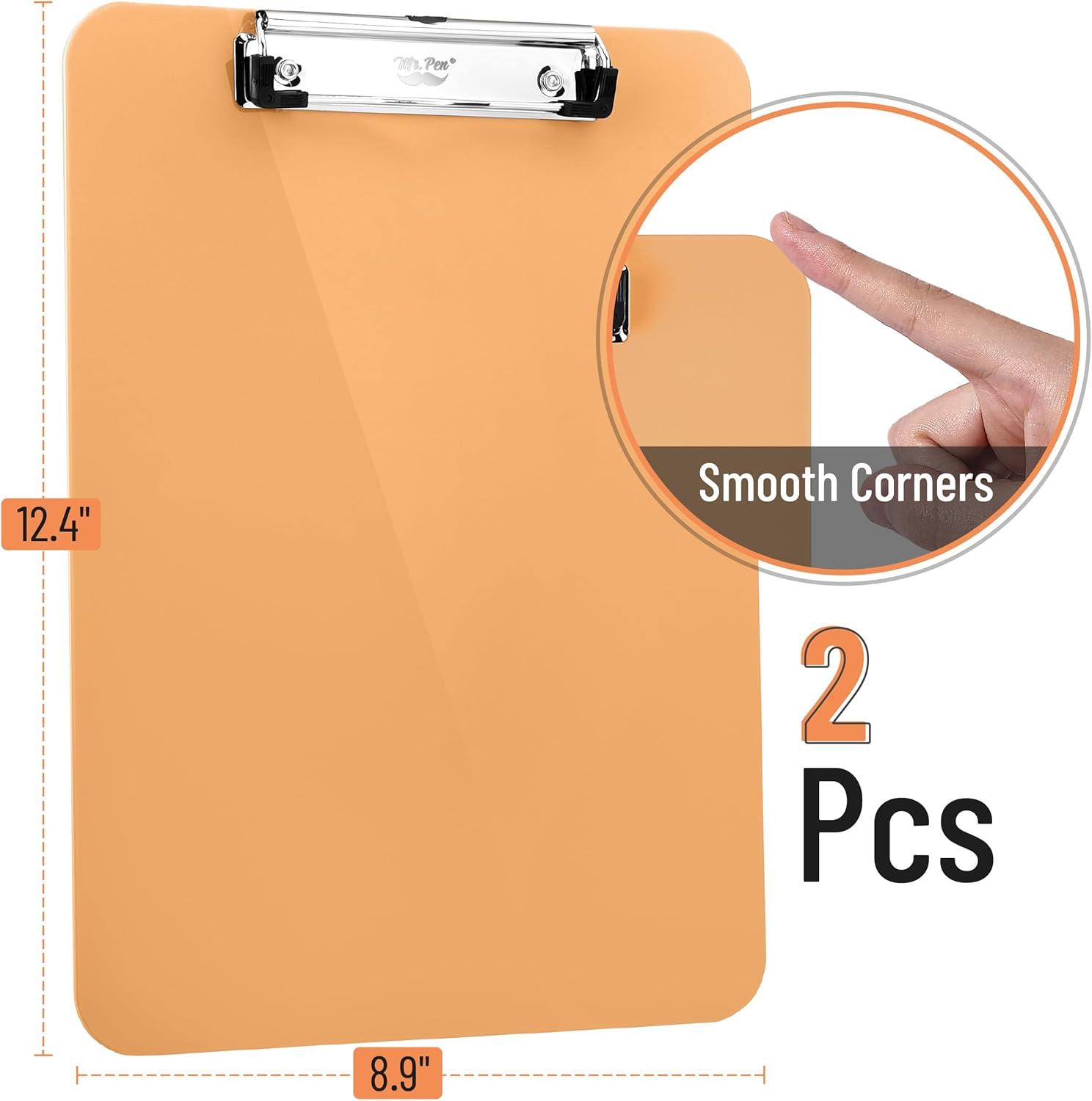 imageMr Pen Plastic Clipboard 125quot x 9quot 2 Pack Hot Pink Clipboard Plastic LowProfile Metal Clip with Retractable Hanging HolePeach Blush