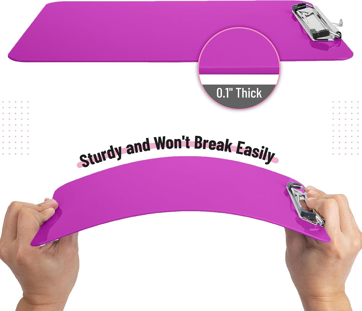 imageMr Pen Plastic Clipboard 125quot x 9quot 2 Pack Hot Pink Clipboard Plastic LowProfile Metal Clip with Retractable Hanging HolePlush Purple