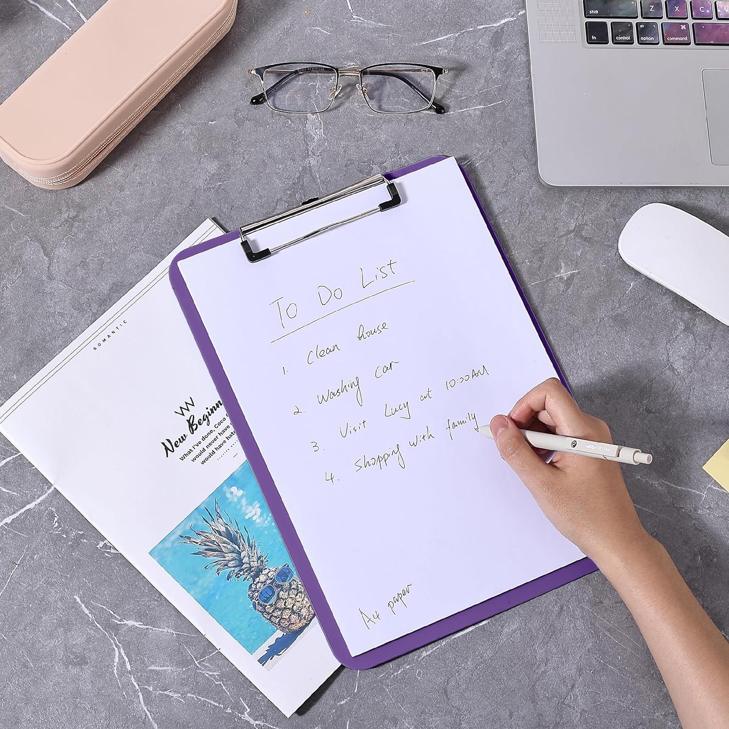 imageMr Pen Plastic Clipboard 125quot x 9quot 2 Pack Hot Pink Clipboard Plastic LowProfile Metal Clip with Retractable Hanging HolePurple