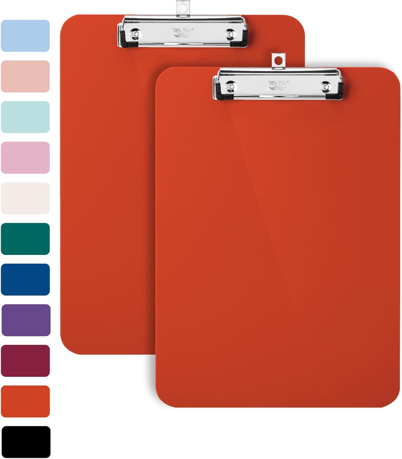 imageMr Pen Plastic Clipboard 125quot x 9quot 2 Pack Hot Pink Clipboard Plastic LowProfile Metal Clip with Retractable Hanging HoleRed