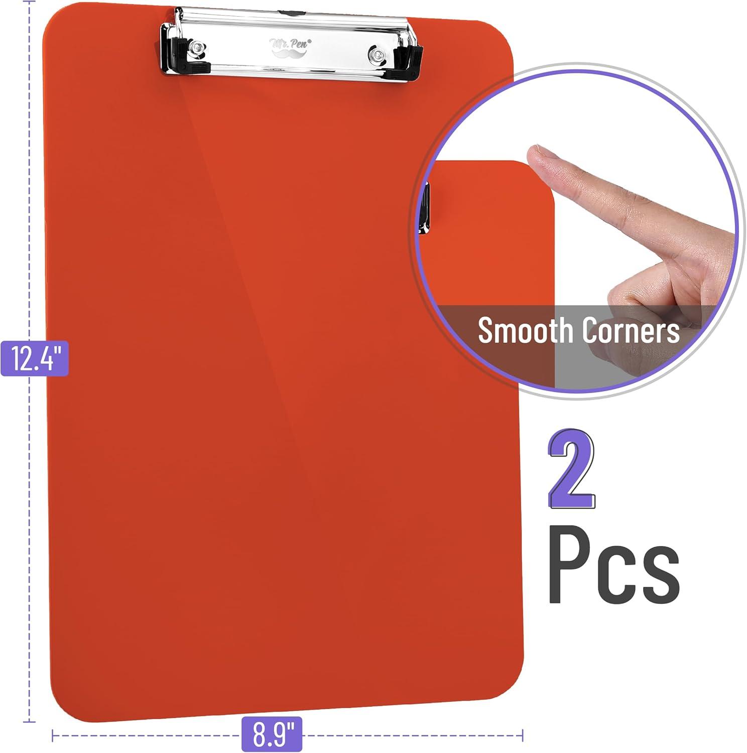 imageMr Pen Plastic Clipboard 125quot x 9quot 2 Pack Hot Pink Clipboard Plastic LowProfile Metal Clip with Retractable Hanging HoleRed