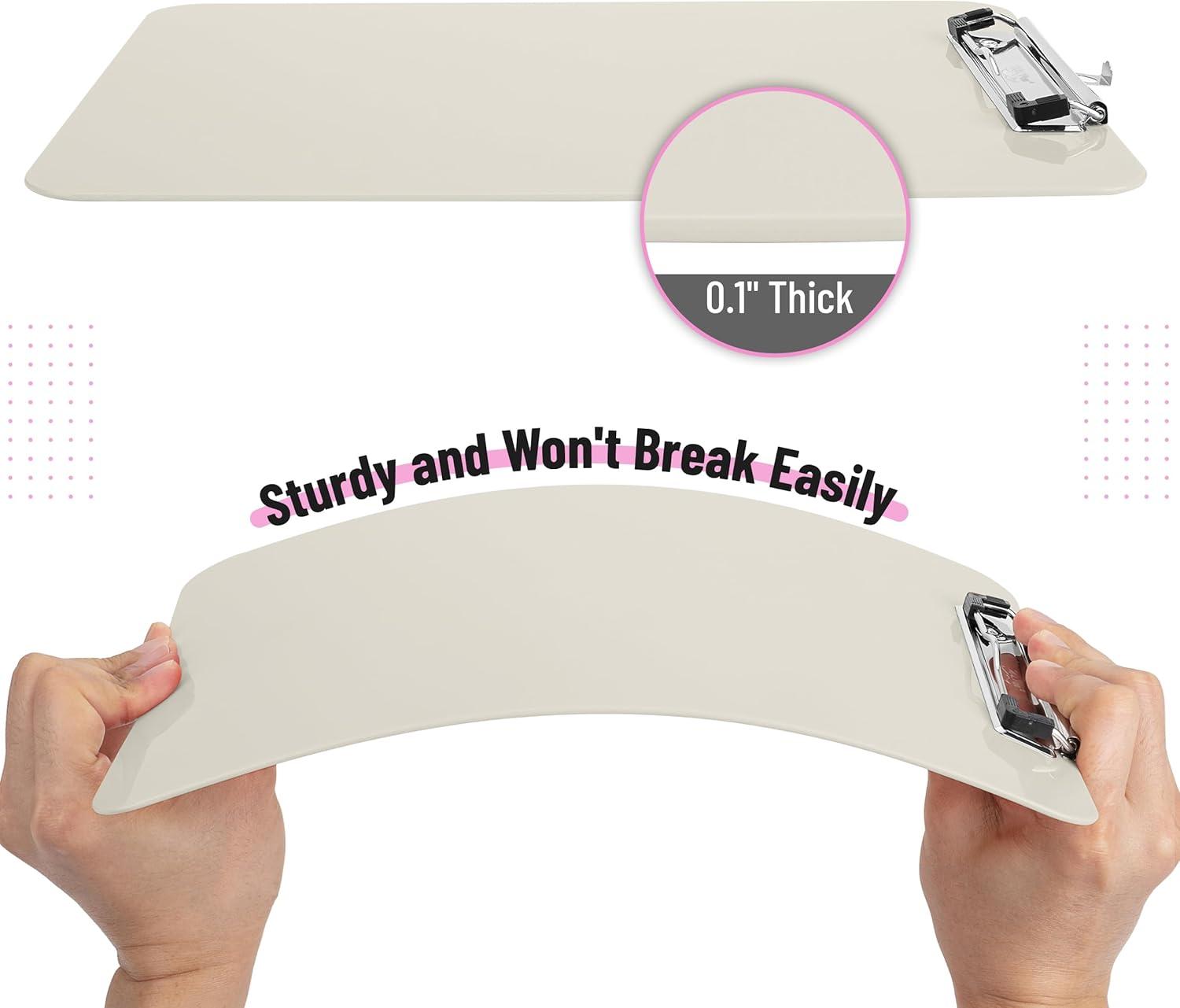 imageMr Pen Plastic Clipboard 125quot x 9quot 2 Pack Hot Pink Clipboard Plastic LowProfile Metal Clip with Retractable Hanging HoleSilk Cream