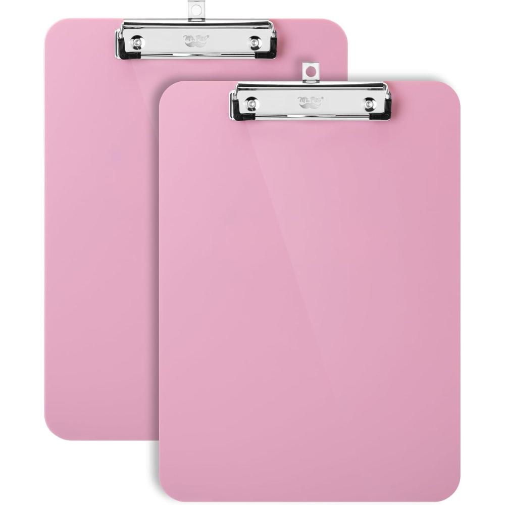 imageMr Pen Plastic Clipboard 125quot x 9quot 2 Pack Hot Pink Clipboard Plastic LowProfile Metal Clip with Retractable Hanging HoleCareys Pink