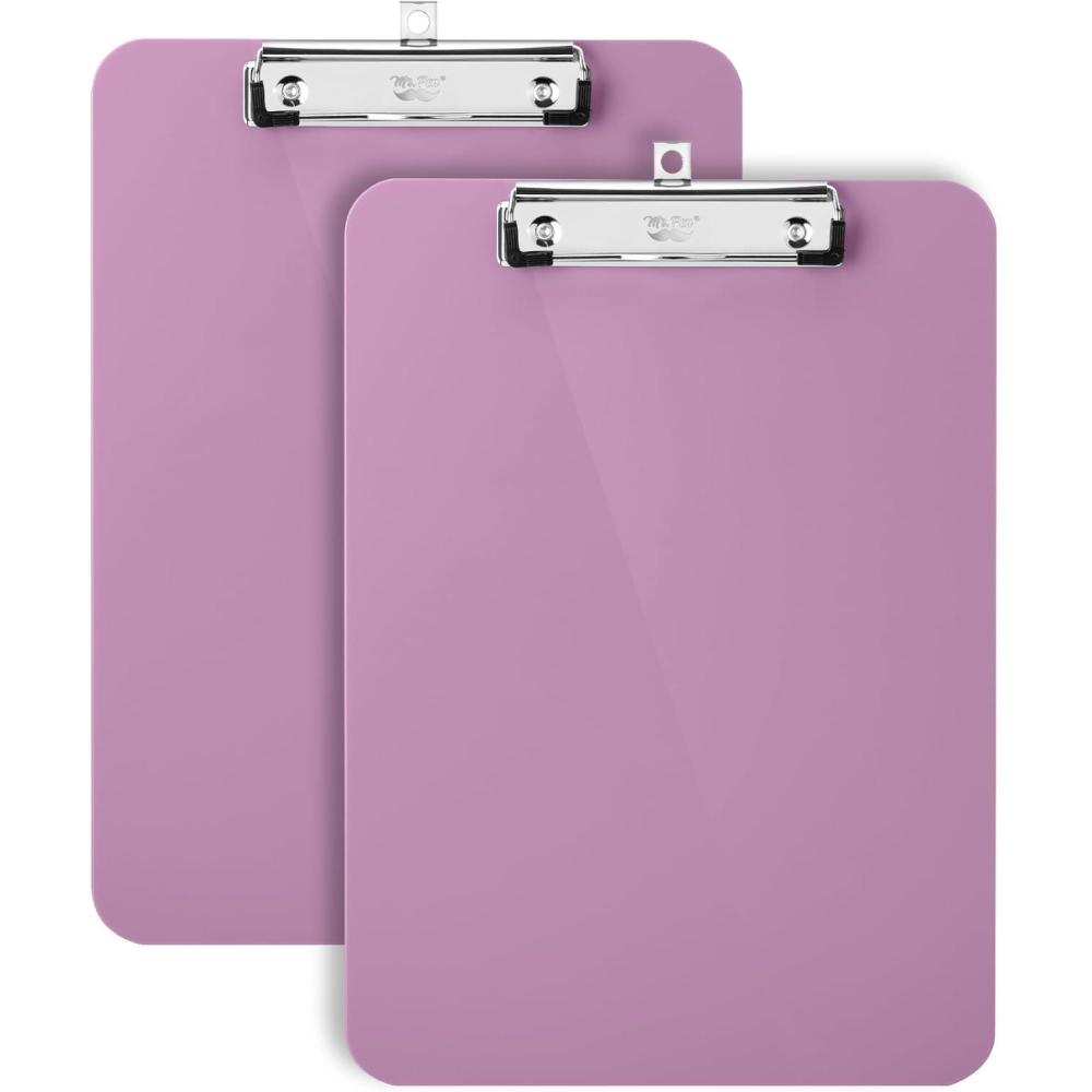 imageMr Pen Plastic Clipboard 125quot x 9quot 2 Pack Hot Pink Clipboard Plastic LowProfile Metal Clip with Retractable Hanging HoleLavender Mist