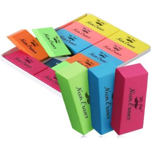 imageMr Pen Block Erasers for Pencils 24 pcs Chisel Design Neon Colored Pencil Erasers for Kids LatexFree No Smudge ampamp Paper TearNeon