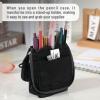 imageMr Pen Cute Pencil Case Pouch Sit ampamp Lay MeshView Design Black with Gray Zipper Interior Pocket ampamp 2 Elastic Binder Loops Standing Pencil Case for Girls and Boys