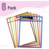 imageMr Pen Dry Erase Pocket Sleeves 6 Pack 10quotx14quot Ocean Breeze Color Theme Dry Erase Pockets Reusable Sleeves Job Ticket Holders with Marker Holder ampamp Metal EyeletBright Colors