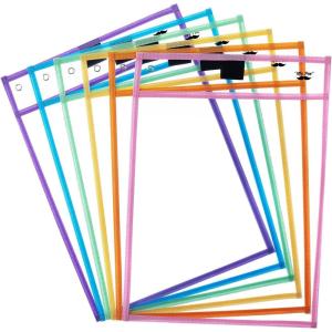 imageMr Pen Dry Erase Pocket Sleeves 6 Pack 10quotx14quot Ocean Breeze Color Theme Dry Erase Pockets Reusable Sleeves Job Ticket Holders with Marker Holder ampamp Metal EyeletPastel Colors