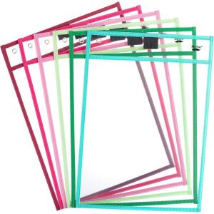 imageMr Pen Dry Erase Pocket Sleeves 6 Pack 10quotx14quot Ocean Breeze Color Theme Dry Erase Pockets Reusable Sleeves Job Ticket Holders with Marker Holder ampamp Metal EyeletMint Melody