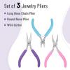 imageMr Pen Jewelry Pliers Set 3 Pack Candy Colors Rubber Handle ampamp Ergonomic Design Mini Pliers for Jewelry Making Tools Small Wire Cutters for CraftingCandy Colors