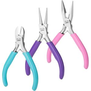 imageMr Pen Jewelry Pliers Set 3 Pack Candy Colors Rubber Handle ampamp Ergonomic Design Mini Pliers for Jewelry Making Tools Small Wire Cutters for CraftingCandy Colors