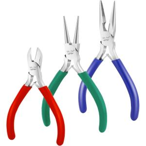 imageMr Pen Jewelry Pliers Set 3 Pack Candy Colors Rubber Handle ampamp Ergonomic Design Mini Pliers for Jewelry Making Tools Small Wire Cutters for CraftingBlue  Green  Red