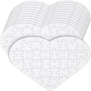 imageMr Pen Blank Puzzle 10 Pack 48Piece Rectangle ampamp 75Piece Heart Shaped All White Puzzle Blank Puzzles to Draw onWhite Heart