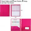 imageMr Pen Plastic Folders with Pockets and Prongs 24 Pack Letter Size Magenta Flexible Plastic Folders with Prongs Clear Front Pocket and Card Slot