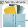 imageMr Pen Plastic Folders with Pockets and Prongs 5 Pack Letter Size Earthlight Colors Flexible Plastic Folders with Prongs ampamp Card Slot