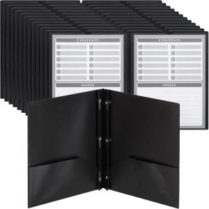 imageMr Pen Black Plastic Folders with Pockets and Prongs 24 Pack Letter Size Black Flexible Plastic Folders with Prongs Clear Front Pocket and Card Slot