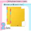 imageMr Pen Binder Dividers 6 Tab Dividers Pack of 2 Sets 12 Dividers Total Dividers Plastic Dividers for 3 Ring Binder Binder Dividers with Tabs Binder Tabs 3 Ring Binder DividersYellow