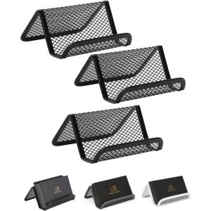 imageMr Pen Metal Mesh Business Card Holders 3 Pack Grey Business Card Holder for Desk Metal Business Card Holder Display Business Card Stand Desk Business Card Holder Desk Card HolderBlack