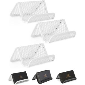 imageMr Pen Metal Mesh Business Card Holders 3 Pack Grey Business Card Holder for Desk Metal Business Card Holder Display Business Card Stand Desk Business Card Holder Desk Card HolderWhite