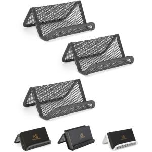 imageMr Pen Metal Mesh Business Card Holders 3 Pack Grey Business Card Holder for Desk Metal Business Card Holder Display Business Card Stand Desk Business Card Holder Desk Card HolderGrey