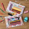 imageMr Pen 2 Pack Pencil Cases Pink and Yellow Flat Zipper Pouch for 3 Ring BinderAbstract Apricot