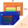 imageMr Pen 2 Pack Pencil Cases Pink and Yellow Flat Zipper Pouch for 3 Ring BinderBlue and Orange